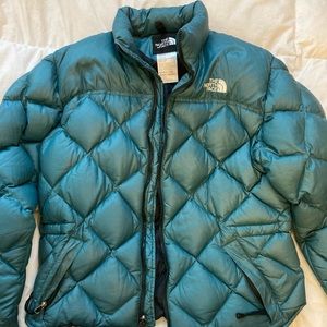North Face Teal Quilted Puffer Coat